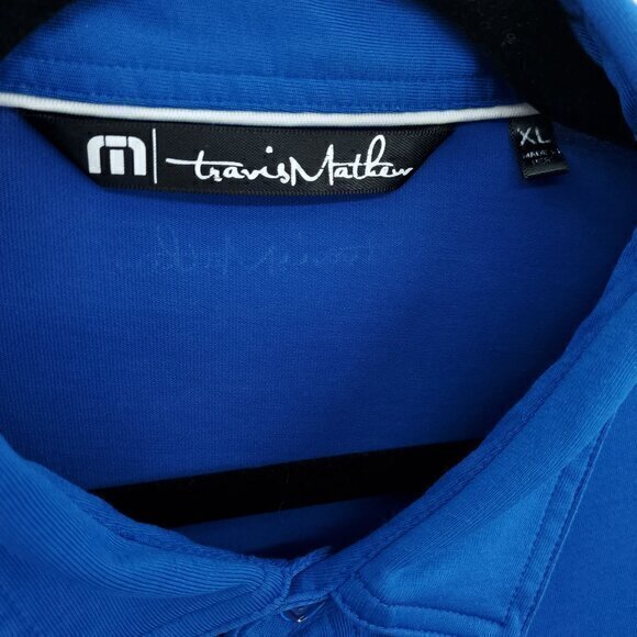 Men's Travis Mathew Short Sleeve Performance Polo Shirt XL Blue/White - Picture 3 of 15